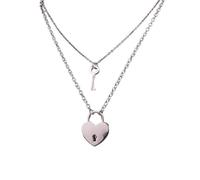 Hiphop chains Punk Stainless Steel Padlock Key Necklace men rock heart Lock with key Necklaces for Women Jewelry