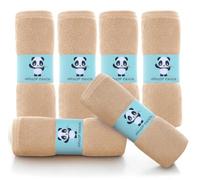 HIPHOP PANDA Baby Wash Clothes, Rayon Made from Bamboo - 2 Layer Ultra Soft Absorbent Washcloths for Boy - Newborn Face Towel - Makeup Remove Washcloths for Delicate Skin - (Brown, 6 Pack)