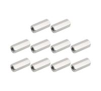 HiPicco 10Pcs Hex Coupling Nuts,M6x1-Pitch UNC 20mm/0.79" Length, 304 SS | Rod Coupling Nut, for Threaded Rods & Studs