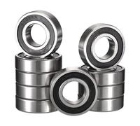 HiPicco 6007-2RS Deep Groove Ball Bearings, ID 35mm x OD 62mm x Width 14mm Double Rubber Sealed Ball Bearing Pre-Lubricated Chrome Steel Z2 Lever 10pcs