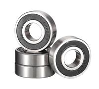 HiPicco 6202-1/2-2RS Deep Groove Bearings, ID 1/2" x OD 35mm x Width 11mm Double Rubber Sealed Ball Bearings, Pre-Lubricated (GCr15) Chrome Steel 4pcs