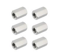 HiPicco 6Pcs Hex Coupling Nuts,1/2-13 UNC 20mm/0.79" Length, 304 SS | Rod Coupling Nut, for Threaded Rods & Studs