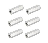 HiPicco 6Pcs Hex Coupling Nuts,3/8-16 UNC 50mm/1.97" Length, 304 SS | Rod Coupling Nut, for Threaded Rods & Studs