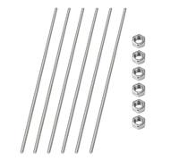 HiPicco 6pcs M4 x 200mm Fully Threaded Rod, M4-0.7 Thread Pitch, with Nuts