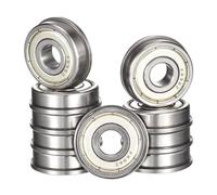 HiPicco F696ZZ Flanged Ball Bearing, ID 6mm x OD 15mm x Width 5mm Miniature Bearings, Double Metal Shielded Deep Groove Bearings, Pre-Lubricated (GCr15) Chrome Steel 10pcs