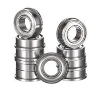 HiPicco FR168ZZ Flanged Ball Bearing, ID 1/4" x OD 3/8" x Width 1/8" Miniature Bearings, Double Metal Shielded Deep Groove Bearings, Pre-Lubricated (GCr15) Chrome Steel 10pcs