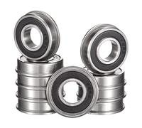 HiPicco FR8-2RS Flanged Ball Bearing, ID 1/2 x OD 1-1/8" x Width 5/16" Miniature Bearings, Double Rubber Sealed Deep Groove Bearings, Pre-Lubricated (GCr15) Chrome Steel 10pcs