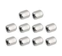 HiPicco Hex Coupling Nuts, M5 x 0.8-Pitch UNC 15mm/0.59" Length, 10 Pack 304 Stainless Steel Rod Coupling Nut for Threaded Rods & Studs
