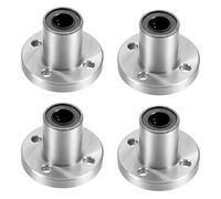 HiPicco Linear Ball Bearings, LMF10UU 10mm Round Flange Linear Motion Bushing Double Side Rubber Sealed for 10mm Linear Shaft CNC Machine 3D Printer 4 Pack