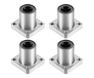 HiPicco Linear Ball Bearings, LMK12UU 12mm Square Flange Linear Motion Bushing Double Side Rubber Sealed for 12mm Linear Shaft CNC Machine 3D Printer 4 Pack