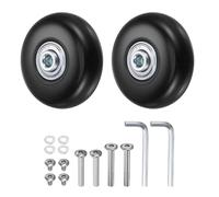 HiPicco Luggage Suitcase Replacement Wheels, 45x18mm Rubber Swivel Caster Bearings Repair Kit - Include 2 PU Bearing Wheels & Washers, Wrenches & Axle Screw for Trolley Bag, Caster Board