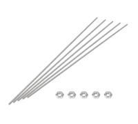 HiPicco M3 x 100mm Fully Threaded Rod & Studs, 304 Stainless Steel Right Hand Threads Rods, M3-0.5 Thread Pitch for Anchor Bolts, Clamps, Hangers and U-Bolts 5pcs 【with Nuts】