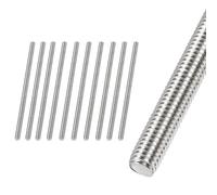 HiPicco M3 x 50mm Fully Threaded Rod & Studs, 304 Stainless Steel Right Hand Threads Rods, M3-0.5 Thread Pitch for Anchor Bolts, Clamps, Hangers and U-Bolts 10pcs