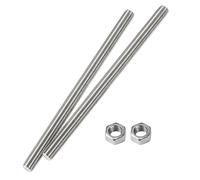 HiPicco M8 x 200mm Fully Threaded Rod & Studs, 304 Stainless Steel Right Hand Threads Rods, M8-1.25 Thread Pitch for Anchor Bolts, Clamps, Hangers and U-Bolts 2 Pack【with Nuts】