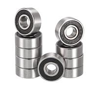 HiPicco R3-2RS Deep Groove Ball Bearings, ID 3/16" x OD 1/2" x Width 10/51" Double Rubber Sealed Ball Bearing Pre-Lubricated Chrome Steel Z2 Lever 10pcs