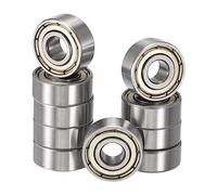 HiPicco R3ZZ Deep Groove Ball Bearings, ID 3/16" x OD 1/2" x Width 10/51" Double Rubber Sealed Ball Bearing Pre-Lubricated Chrome Steel Z2 Lever 10pcs