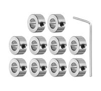 HiPicco Set Screw Collars, 10 Pack 10mm Bore Shaft Lock Collars, 20mm OD, 10mm Width, Nickel-Plated Carbon Steel Landing Gear Stopper Wheel Collar, Includes Wrench