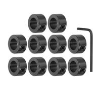 HiPicco Set Screw Collars, 10 Pack 5.05mm Bore Shaft Lock Collars, 10mm OD, 5mm Width, Black Oxide Coated Carbon Steel Landing Gear Stopper Wheel Collar, Includes Wrench