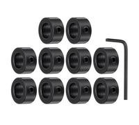 HiPicco Set Screw Collars, 10 Pack 7.05mm Bore Shaft Lock Collars, 12mm OD, 5mm Width, Black Oxide Coated Carbon Steel Landing Gear Stopper Wheel Collar, Includes Wrench