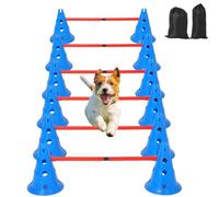 Hipicute Dog Agile Hurdle Cone Set, Dog Training Agile Equipment with Height Adjustable Crossbar for Beginners & Advanced,Dog Obstacle Courses with 12 Cones & 6 Agile Rods & Carry Bag