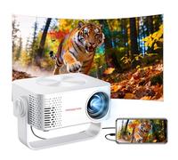Hipipooo Mini Projector WiFi 6, 1080P Native 4K Supported Video Projector with Auto Keystone Correction Focus, Portable Outdoor Movie Projector for iPhone/Android/PS5, Home Cinema (White）