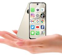 Hipipooo Mini Smartphone, Unlocked Tiny Cell Phone with 3.88" HD Screen World's Smallest Compact Cheap Small Mobile Phones 1950mAh Android 12, 4GB RAM+ 64GB ROM, 2.0+5.0MP, Dual SIM（Beige）