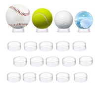 Hipiwe 15Pcs Sphere Holder Clear Crystal Glass Ball Stand Round Baseball Display Stand Plastic Ball Stand Holder Rings for Decorative Egg Golf Ball Tennis Softball Marbles (1.2”D, Medium)