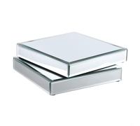 Hipiwe 2 Pack 7.8" Glass Mirror Display Stand for Collectibles, Jewelry, Action Figures, Art Pieces