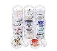Hipiwe 6 Sets 5 Layers Plastic Round Storage Containers Small Art Craft Accessory Organizer Box 10ML Containers Jars for Jewelry Small Bead Nail Designs Storage