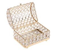 Hipiwe Crystal Jewelry Box Large Gold Treasure Chest Box with Lid Mirrored Trinket Organizer Keepsakes Box Earrings Rings Holder Decorative Jewelry Box Christmas Birthday Gift for Women