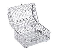 Hipiwe Crystal Jewelry Box Large Treasure Chest Box with Lid Mirrored Trinket Organizer Keepsakes Box Earrings Rings Holder Decorative Jewelry Box Christmas Birthday Gift for Women,Silver