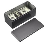Hipiwe Metal Cash Box Black Money Holder Rectangular Cash Tin Box with Lid Empty Currency Storage Container for Coin Bill Dollar Stamp Jewelry Organizer
