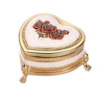 Hipiwe Vintage Metal Jewelry Box Heart Shape Trinket Box with Flower Carved Gold Treasure Chest Case Antique Necklace Ring Organizer Storage Box Keepsake Box Christmas Gift