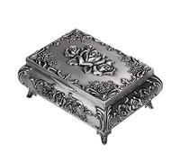 Hipiwe Vintage Metal Jewelry Box Small Trinket Jewelry Storage box For Rings Earrings Necklace Treasure Chest Organizer Antique jewelry Keepsake gift Box Case for Women (Medium)
