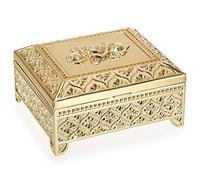Hipiwe Vintage Metal Jewelry Box Storage Box Rectangle Treasure Chest Jewelry Box for Earrings Rings Necklaces Bracelets Decorative Keepsake Box Gift