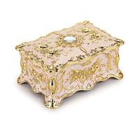 Hipiwe Vintage Metal Jewelry Box - Two Layer Rectangular Trinket Organizer Storage Box Ornate Treasure Chest Box Jewelry Decorative box Keepsake Gift Box Case for Women Girls, 7"x5"x3"
