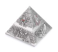 Hipiwe Windproof Metal Pyramid Ashtray - Vintage Egyptian Style Cigarette Ashtray Holder with Lid, Desktop Tobacco Ash Tray for Outdoor Indoor, Patio, Office, Home Decorative Art, Silver