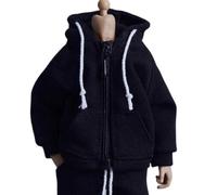HiPlay 1/12 Scale Figure Doll Clothes: Black Zipper Sweatshirt Hoodie Top For 6-inch Collectible Action Figure HSYDSY