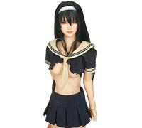 HiPlay JIAOU 12" Female Seamless Action Figures-Asian Body Type, Silicone Body, Multi Tone Selectable-1/6 Scale Figure for Arts/Drawings/Photography (Medium Bust, Black (Look Darker Than Suntan))