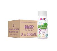 HiPP Organic 2 Follow on Baby Milk Ready to feed liquid formula, From 6 months 200ml (Pack of 8)