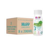 HiPP Organic 3 Growing up Baby Milk Ready to feed liquid formula, From 12th months 200ml (Pack of 8)