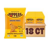 Hippeas Chickpea Tortilla Chips, Nacho Vibes, 1 Ounce (Pack of 18), 3g Protein, 3g Fiber, Vegan, Gluten-Free, Crunchy, Plant Protein Snacks