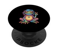 Hippie 1970s 70s colored frog flower power frogs PopSockets Adhesive PopGrip