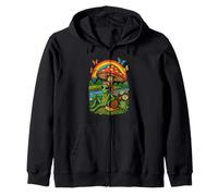 Hippie Alien Groovy Retro Bohemian Cottagecore Zip Hoodie