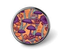 Hippie Art Mushrooms Badge,Comfort Light in Weight Round Emblem Cute Funny Decor Brooch Smooth Does Not Fade Badges for Hats Jackets Coat Shirt