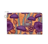 Hippie Art Mushrooms Canvas Coin Purse, Portable Zippered Change Pouch for Women, Small Wallet for Coins Keys Cards Lipstick