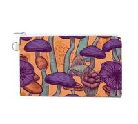Hippie Art Mushrooms Coin Purses with Zipper, Personalized Zero Wallet for Shopping, Small Makeup Pouches Bag for Travel, Card Organizer Case, Portable Canvas Change Purses