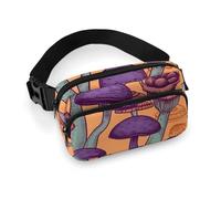 Hippie Art Mushrooms Fanny Packs with Zipper, Personalized Waist Bags with Multiple Pockets, Adjustable Sling Bag for Travel, Waterproof Belt Bag, Crossbody Bags