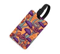 Hippie Art Mushrooms Luggage Tag for Travel, TPU Baggage Tags with Information Card, Personalized Suitcase Tags for Flying, Multifunctional Bag Tags for Business, Gift Black