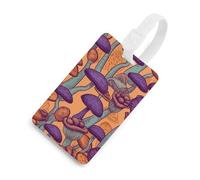 Hippie Art Mushrooms Luggage Tag for Travel, TPU Baggage Tags with Information Card, Personalized Suitcase Tags for Flying, Multifunctional Bag Tags for Business, Gift White